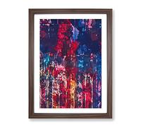 The Streets In Abstract Modern Framed Wall Art Print, Ready to Hang Picture for Living Room Bedroom Home Office Décor, Walnut A4 (34 x 25 cm)