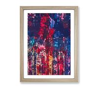 The Streets In Abstract Modern Framed Wall Art Print, Ready to Hang Picture for Living Room Bedroom Home Office Décor, Oak A3 (34 x 46 cm)