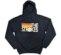 The Strokes Hoodie Band Logo and Stripes Official Mens Navy Blue Pullover XL