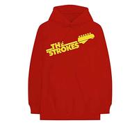 The Strokes Hoodie Guitar Fret Band Logo Official Mens Red Pullover M