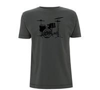 The Strokes Inspired Drum Kit T Shirt Drummer Gig Tour New York City Rock Band (Medium, Grey)