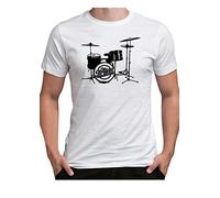 The Strokes Inspired Drum Kit T Shirt Drummer Gig Tour New York City Rock Band (Medium, White)