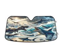 The Struggle Between Dinosaurs and Sharks Car Windscreen Sun Shade Block UV Rays Windshield Sunshade, M