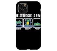 The Struggle Is Real Cartoon Dinosaur Workout Humor Gym Case for iPhone 11 Pro