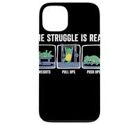 The Struggle Is Real Cartoon Dinosaur Workout Humor Gym Case for iPhone 13