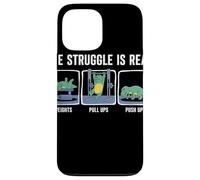 The Struggle Is Real Cartoon Dinosaur Workout Humor Gym Case for iPhone 13 Pro Max