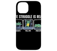 The Struggle Is Real Cartoon Dinosaur Workout Humor Gym Case for iPhone 14