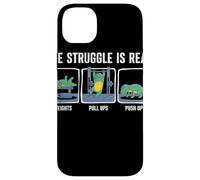 The Struggle Is Real Cartoon Dinosaur Workout Humor Gym Case for iPhone 14 Plus