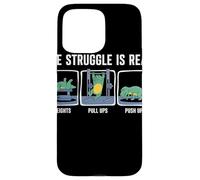 The Struggle Is Real Cartoon Dinosaur Workout Humor Gym Case for iPhone 15 Pro Max