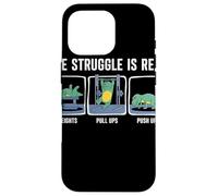 The Struggle Is Real Cartoon Dinosaur Workout Humor Gym Case for iPhone 16 Pro