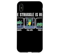 The Struggle Is Real Cartoon Dinosaur Workout Humor Gym Case for iPhone XS Max