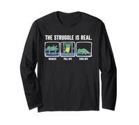 The Struggle is Real Cartoon Dinosaur Workout Humor Gym Long Sleeve T-Shirt