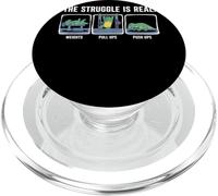 The Struggle Is Real Cartoon Dinosaur Workout Humor Gym PopSockets PopGrip for MagSafe