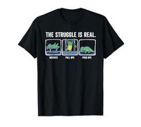 The Struggle is Real Cartoon Dinosaur Workout Humor Gym T-Shirt