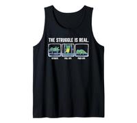 The Struggle is Real Cartoon Dinosaur Workout Humor Gym Tank Top