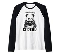 The Struggle is Real Cute Panda Bear Math Book Mathematics Raglan Baseball Tee