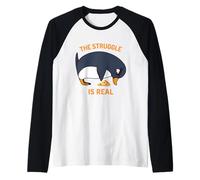 The Struggle Is Real Funny Penguin & Pizza.Sealife Foodies Raglan Baseball Tee
