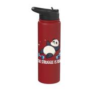 The Struggle is Real Panda Workout Humor Stainless Steel Insulated Water Bottle