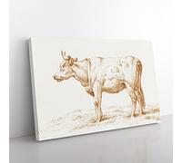 The Study Of A Cow By Jean Bernard Vintage Canvas Wall Art Print Ready to Hang, Framed Picture for Living Room Bedroom Home Office Décor, 50x35 cm (20x14 Inch)