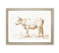 The Study Of A Cow By Jean Bernard Vintage Framed Print | A2 Oak Framed Wall Art | Ready to Hang | Classic Animal Picture | Living Room Bedroom Lounge Office