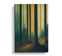 The Stunning Forest Blue Green Peach Canvas Wall Art Print 30x20 Inch