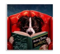 The Stupell Home Decor Herding Sheep Dog Reading for Dummies Funny Painting Wall Plaque Art, 12 x 12, Made in USA