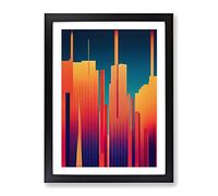 The Sublime City Skyline Abstract Framed Print | A3 Black Framed Wall Art | Ready to Hang | Abstract Cityscape Picture | Living Room Bedroom Lounge Office