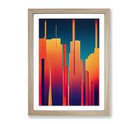 The Sublime City Skyline Abstract Framed Wall Art Print A2 Oak