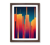 The Sublime City Skyline Abstract Framed Wall Art Print A2 Walnut
