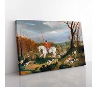 The Suffolk Hunt Vol.4 By John Frederick Herring Classic Painting Canvas Wall Art Print Ready to Hang, Framed Picture for Living Room Bedroom Home Office Décor, 50x35 cm (20x14 Inch)