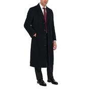 THE SUIT DEPOT Mens Single Breasted Wool Cashmere Full Length Overcoat, Black, 44
