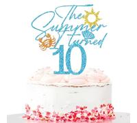 The Summer I Turned 10 Cake Topper, Summer 10th Birthday Cake Decor, Cheers to 10, Beach Theme Happy 10th Birthday Party Decorations for Boys Girls