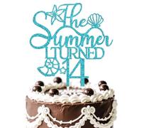 The Summer I Turned 14 Cake Topper, Summer 14th Birthday Party Decor Blue