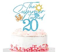 The Summer I Turned 20 Cake Topper, Summer 20th Birthday Cake Decor, Aloha 20, Beach Theme Happy 20th Birthday Party Decorations for Boys Girls