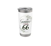 The Summer I Turned 66. Floral 66th Birthday Women's Present Stainless Steel Insulated Tumbler
