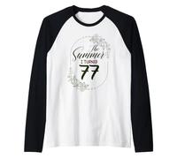 The Summer I Turned 77. Floral 77th Birthday Women's Present Raglan Baseball Tee