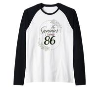 The Summer I Turned 86. Floral 86th Birthday Women's Present Raglan Baseball Tee