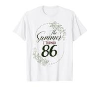 The Summer I Turned 86. Floral 86th Birthday Women's Present Value Graphic T-Shirt, Men, White, L