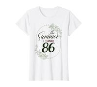 The Summer I Turned 86. Floral 86th Birthday Women's Present Value Graphic T-Shirt, Women, White, S