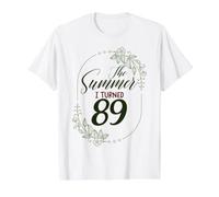 The Summer I Turned 89. Floral 89th Birthday Women's Present Value Graphic T-Shirt, Men, White, L