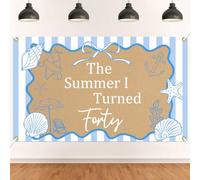 The Summer I Turned Forty Backdrop - Coastal 40th Birthday Decor, The Summer I Turned 40 Banner, Summer Beach 40th Birthday Party Decorations 5 * 3ft