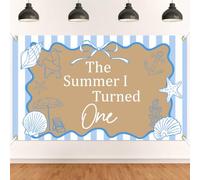 The Summer I Turned One Backdrop - Coastal First Birthday Decor, Summer Beach 1st Birthday Party Decorations 5 * 3ft