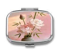 The Summer in The Bottle Pill Case 2 Compartment Small Pill Box Metal Portable Medicine Box Mini Medication Organizer Storage Travel Organizer for Pocket Purse