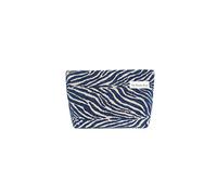 The Summer Swan Large Aesthetic Makeup Bag, Floral Zebra Print Navy, Cosmetic Bag With Zipper and Canvas Lining, For Travel, Bathroom, Beach, Everyday Use