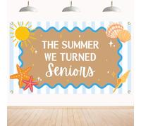 The Summer We Turned Seniors Backdrop - 59 x 35 Inch Back to School Party Decorations 2026 Senior Polyester Fabric Banner Backdrop High School Student First Last Day of School Celebration Photo Prop