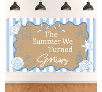 The Summer We Turned Seniors Backdrop - Last First Day of High School Decor, Senior 2027 Back to School Party Decorations 5 * 3ft