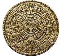 The Sun and Moon Worry Coin - Aztec Sun Stone Calendar and Moon