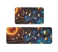 The Sun And Other Planets Rug Cushioned Kitchen Rugs Sets Of 2 Comfort Standing Mat For Home Decor Sink,Kitchen Mats For Floor Non Slip Washable ，Laundr 17"X47"+17"X30"