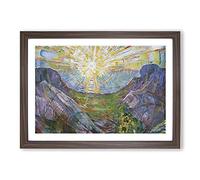 The Sun by Edvard Munch Framed Print | A2 Walnut Framed Wall Art | Ready to Hang | Modern Nature Picture | Living Room Bedroom Lounge Office