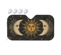 The Sun God And The Moon God Car Windshield Sun Shade, Accordion Foldable Auto Sun Visor Protector For Car Truck Suv, Uv & Sun Blocker, Keeps Vehicle Cool, Easy To Install & Store 55" X 30"